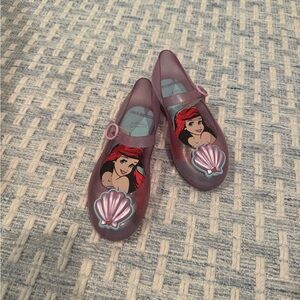 Mini Melissa Purple Kids Water Shoes with Ariel Design